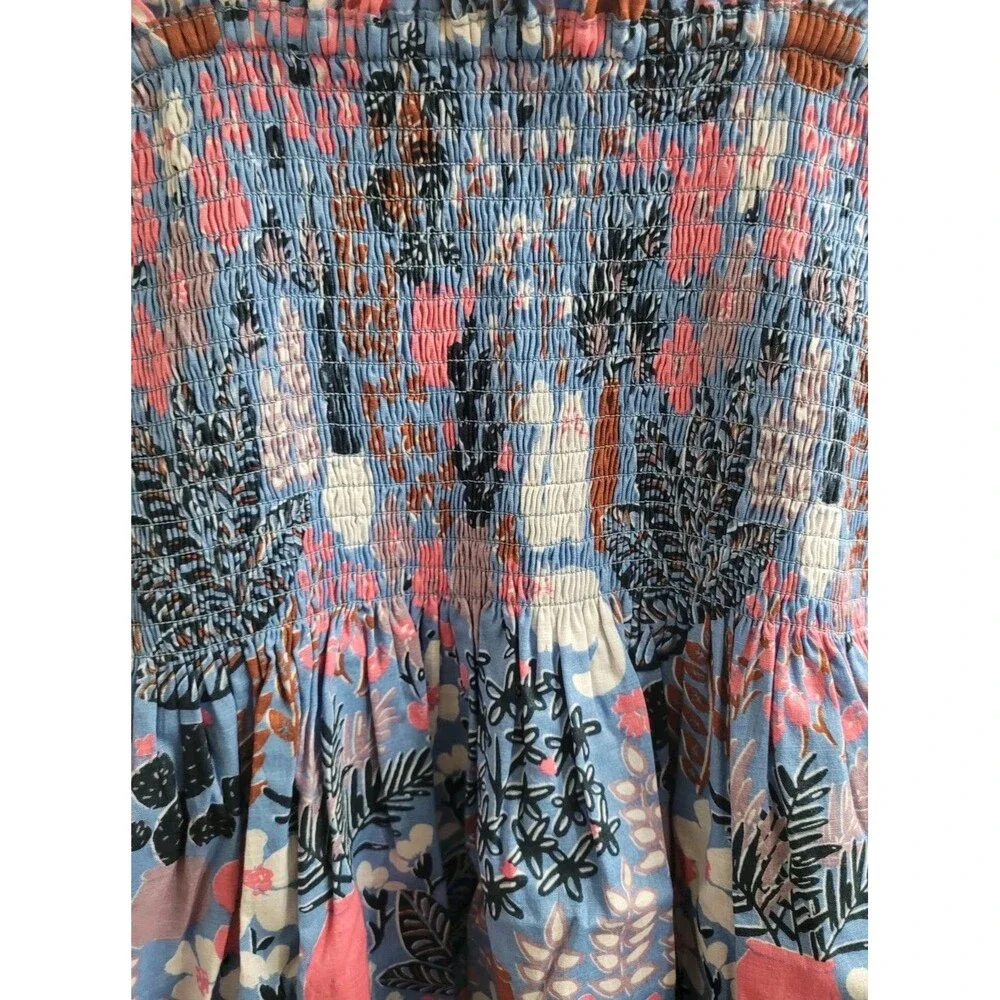 Kate Spade New York Garden Posy Smocked Midi Dress XS NWOT Cotton Cat Floral Poc